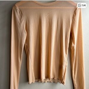 Zara Long Sleeve Sheer Top - Beige